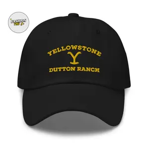 Yellowstone Dutton Ranch, One Size, Black Yellow, Men's Adjustable Hat Black, Unisex, Outside, Cap, Hat
