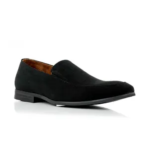 Ferro Aldo Dale minialist style moc-toe penny loafers, in Black Suede, Men's Size 6.5 - 13