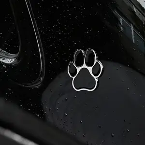Stylish 3D Chrome Dog Paw Car Sticker Metal Footprint Decal for Cars Motorcycles Exterior Accessory Weatherproof Design