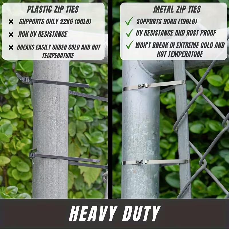 100Pcs Metal Zip Ties,304 Stainless Steel, Heavy-Duty Self-Locking Cable Ties, Suitable for Exhaust Wraps,Chain Link Fencing, Wire Fence Installations, and Outdoor Poultry Enclosures,Must-have to diy,Tiktok shop deal -YY 100Pcs Metal Zip Ties,304 Stainless Steel, Heavy-Duty Self-Locking Cable Ties, Suitable for Exhaust Wraps,Chain Link Fencing, Wire Fence Installations, and Outdoor Poultry Enclosures,Must-have to diy,Tiktok shop deal -YY