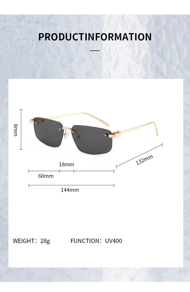 Edgy Rimless Rectangular Sunglasses - Sleek Metal Frame with Unique Hinge Accents, UV400 Protection Shades Perfect for Y2K Baddie Aesthetic and Minimalist Street Style Slays