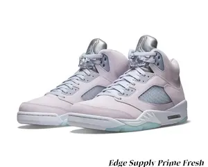 High-Top Retro Basketball Sneakers – Pastel Pink Suede & Light Blue Mesh with Mint Green Shark Tooth Midsole, Translucent Ice Blue Sole for Streetwear & Casual Wear