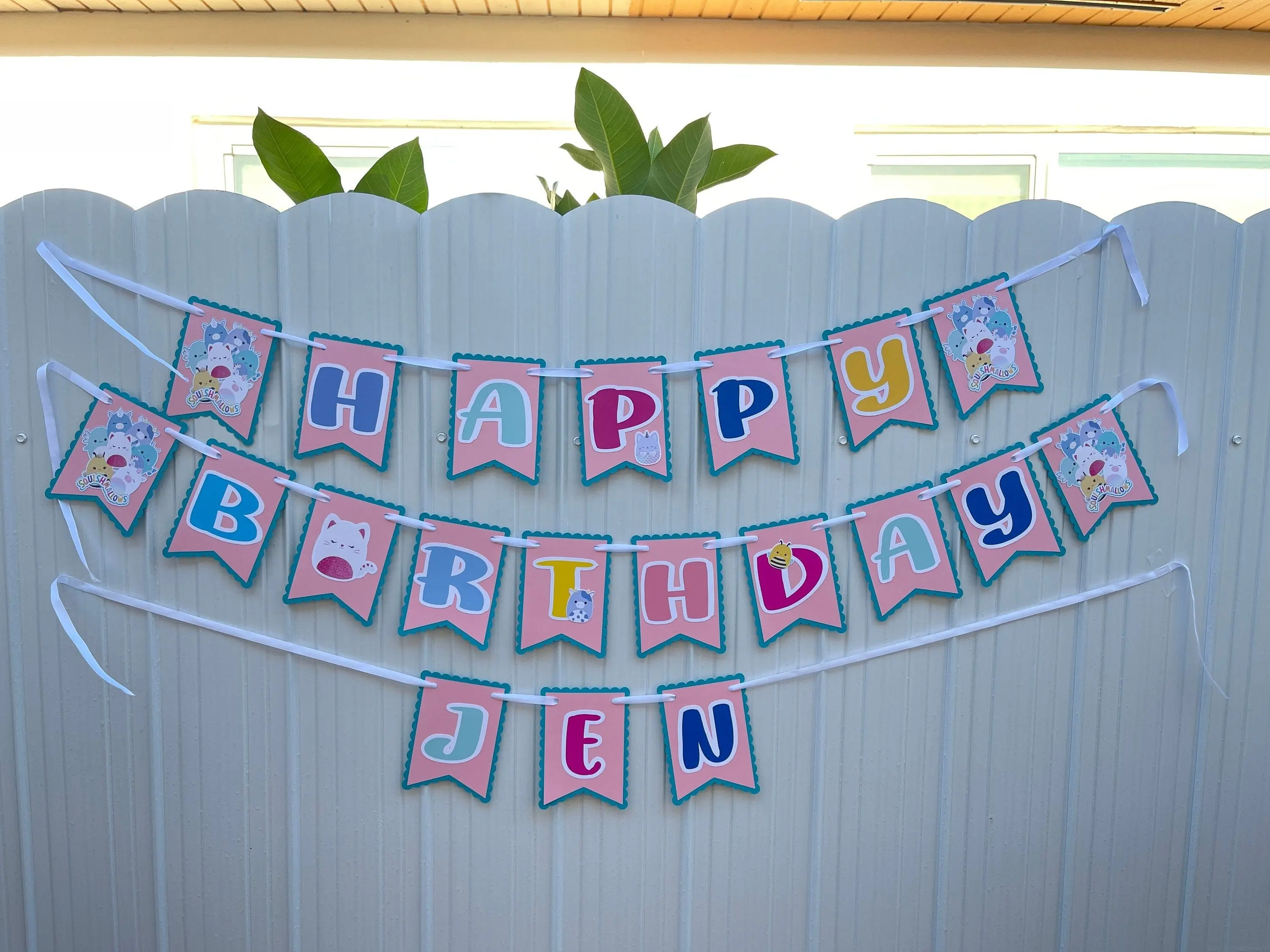 Squishmallow Happy Birthday Banner, Squishmallow Girls Party Decoration, Custom Happy Birthday Banner Ornaments