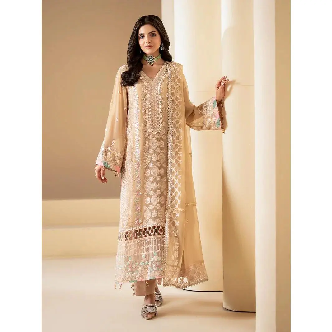 Sakeena Noire Embroidered Chiffon 3 Piece Suit – NSH1