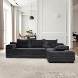 105 in Modern Chenille Upholstered L-Shaped Modular Sectional Sofa Set, 2-Package Shipping, Freely Composable Comfy Couch with Side Recliner for Living Room