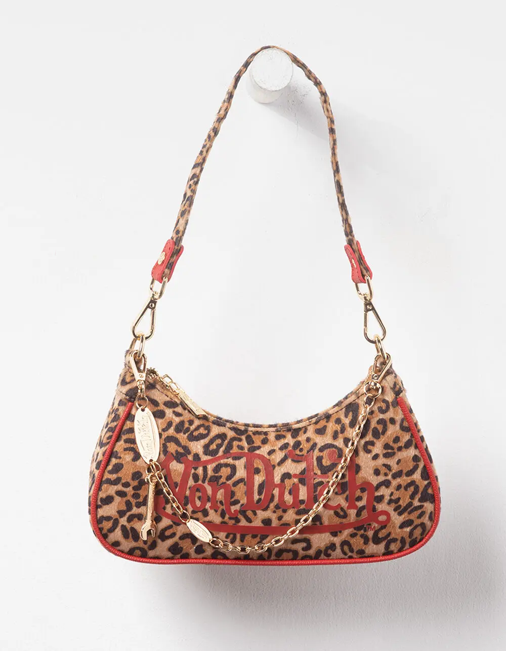 VON DUTCH Womens Leopard Shoulder Bag, Leopard & Red VON DUTCH Womens Leopard Shoulder Bag, Leopard & Red