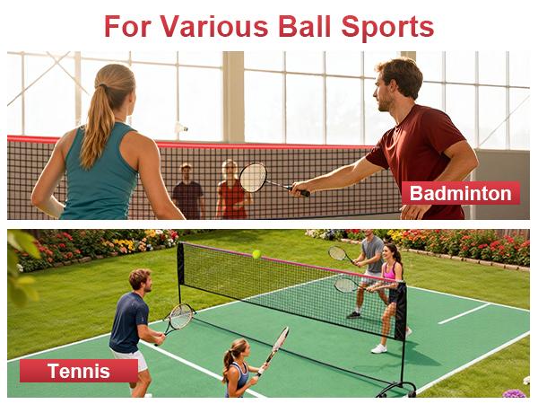 Portable Badminton Net Set, 14FT Adjustable Height for Outdoor & Indoor Use, Includes Carry Bag, Easy Setup No Tools Needed