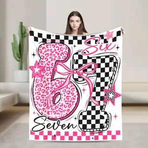 67 Leopard Checkered Funny Six Seven Meme 6 7 Blanket Warm Fluffy Plush Throw Blanket For Outdoor Flannel Bedspread Bed Cover