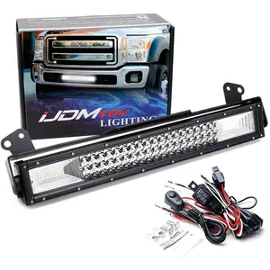iJDMTOY Lower Grille Mount 21-Inch LED Light Bar For 2011-16 Ford F250 F350 F450, Includes (1) Triple-Row High Power LED Lightbar, Lower Bumper Opening Mount Brackets & Switch Wiring Kit