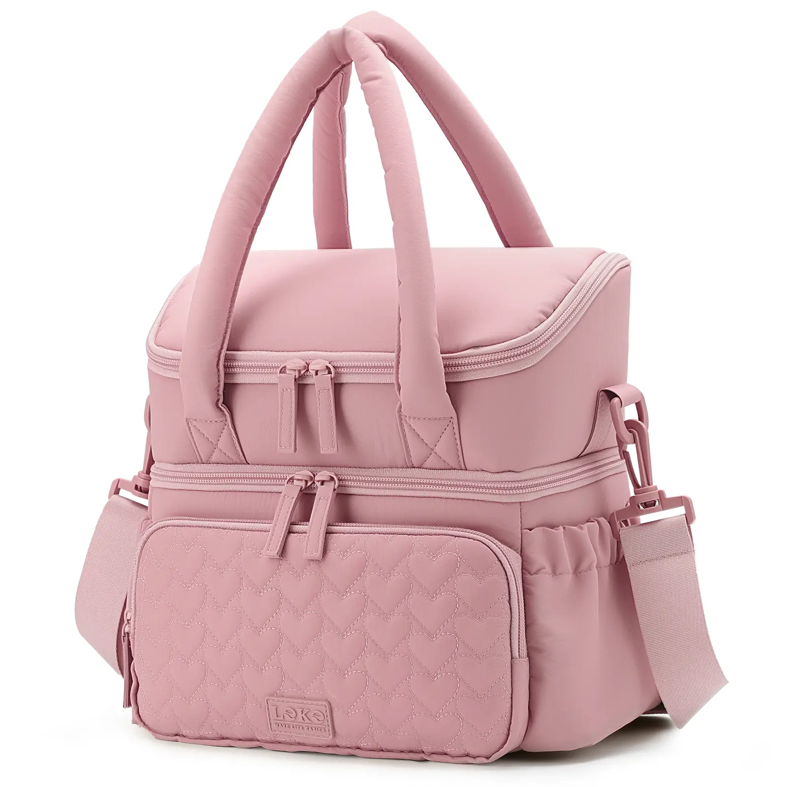 9L Doubledeck Insulated Lunch Bag for Women - Thermal Bag, Durable, Portable, Double Compartment Quilted Puffer Tote, Leakproof Waterproof Zip-Closure, Reusable Temperature-Retention Cooler for Work, Picnic, Durable Lunch Bags