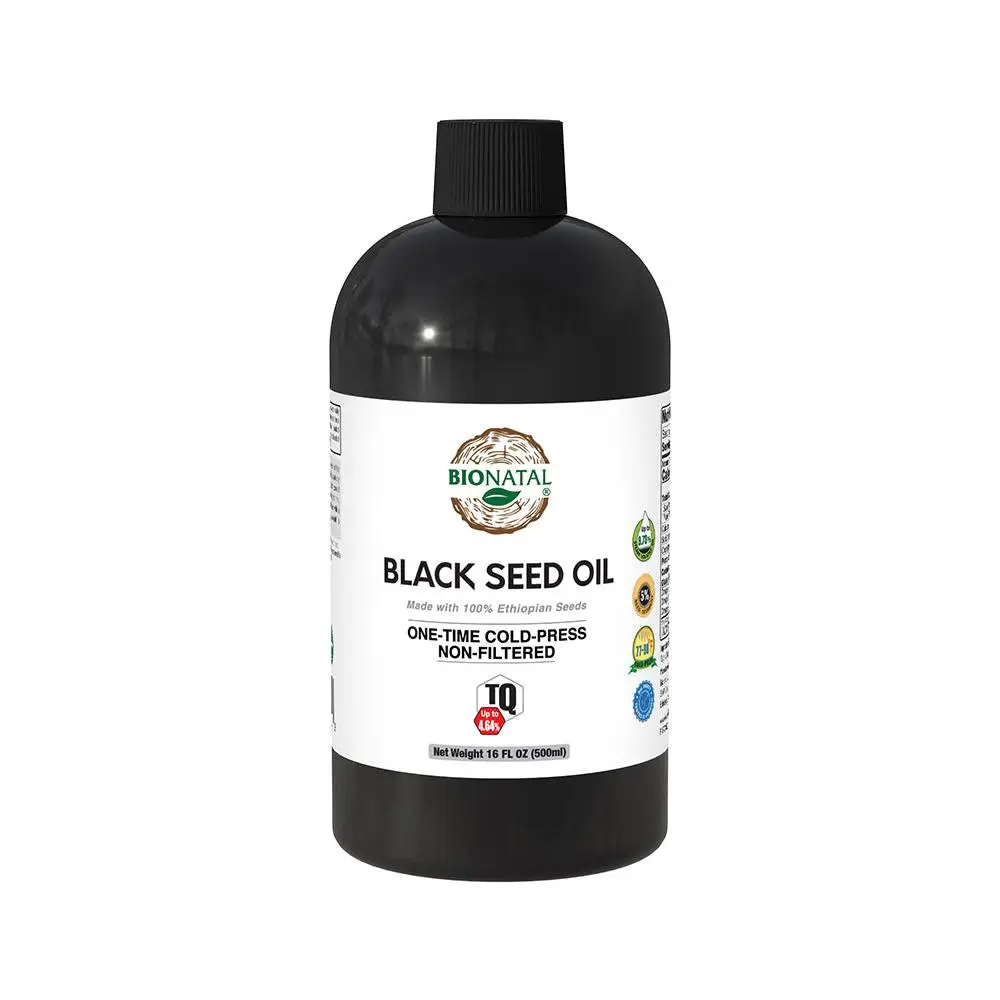 BioNatalEthiopian Black Seed Oil 16oz PET/Plastic Bottle – Cold Pressed Nigella Sativa Producing Black Cumin Seed Oil, Unrefined & Non-Filtered, High