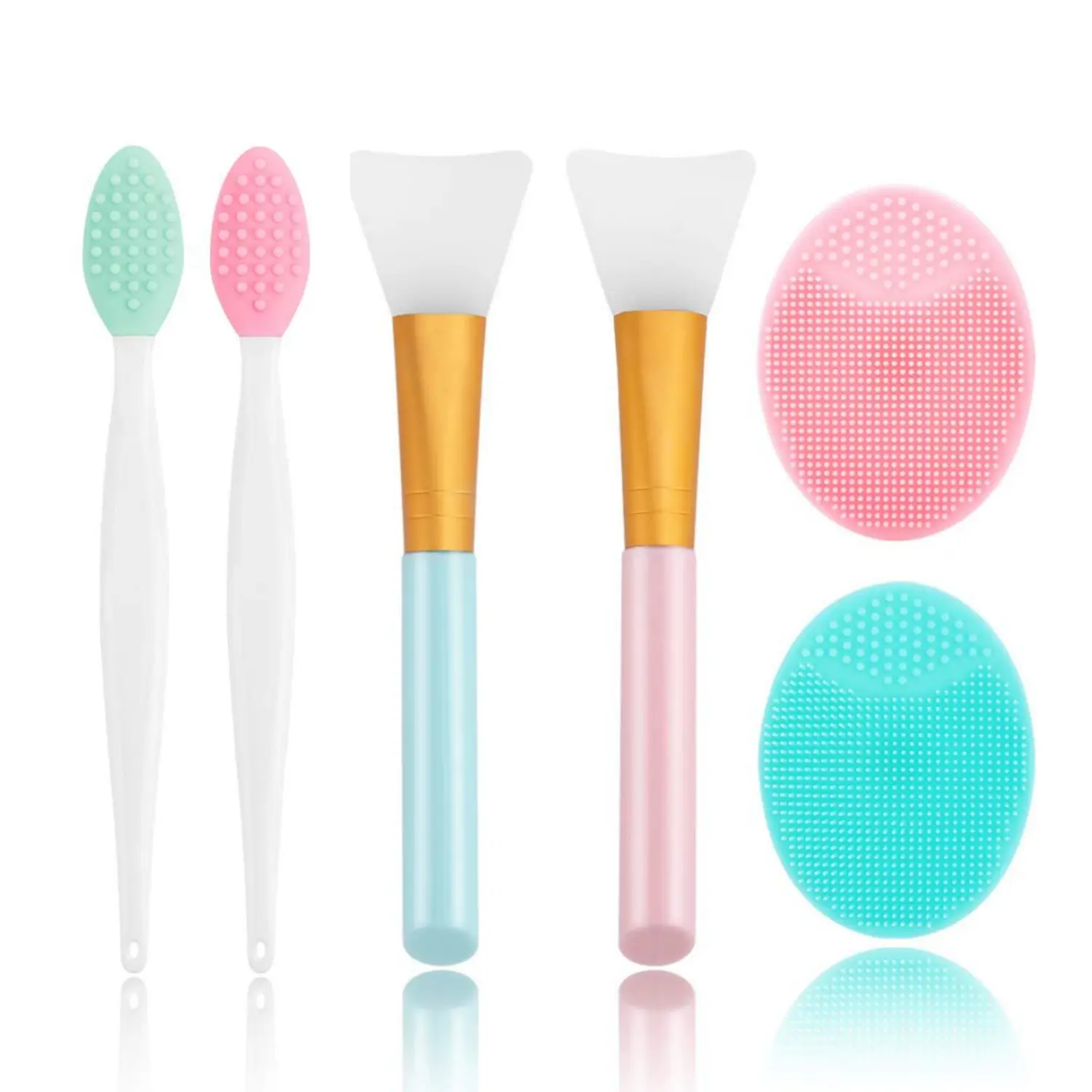 6Pcs Silicone Face Brush Set,  Silicone Face Applicator Brush, Exfoliating Lip Brush and Silicone Face Cleaning Brushes Pad,Blackhead Face Exfoliator Skin Care Tool for Women Men - Home Improvement.
