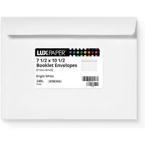 Booklet Envelopes 7 1/2" x 10 1/2" Bright White 24lb. Text 50 Qty