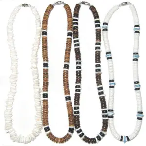 Puka Shell Necklace Set for Men and Women - 4 Pack Tropical Surfer Shell and Coconut Bead Necklaces -  in the Philippines - Stainless Steel  Wire