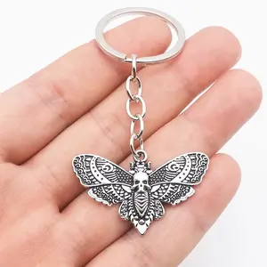 Vintage Death Moth Pendant Necklace, Sugar Skull Gothic Butterfly Collectibles, Rock Emo Goth Hiphop Unisex Costume Jewelry, Halloween Fashion Accessory