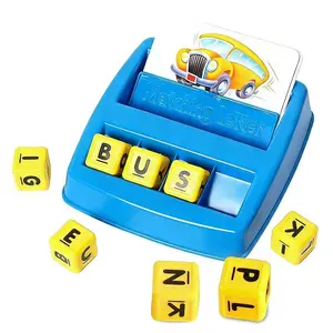 English Word Learning Toy Set, Includes 1 Game DISK, 8 Letter Dice, 30 Double-Sided Cards, 60 Words, Perfect Birthday Gift for Kids