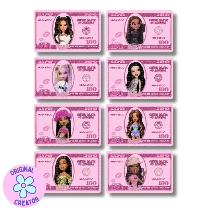 Pink Bill Dollz Handcrafted Card Sticker Covers - Premium Vinyl, Water-Resistant, Removable, 1/2 Chip or No Chip Options, Designs & Themes, Easy to Apply, Personalized Look, Tap/Swipe Ready (Toys & Hobbies DIY Scrapbooking & Stamping Accessory)