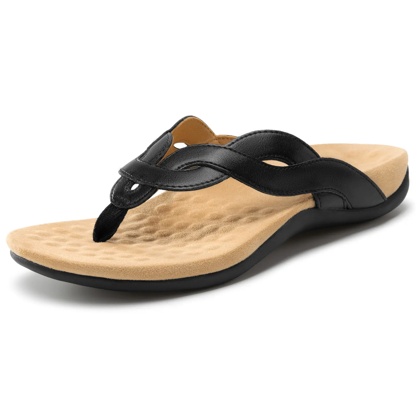 Rihero Women's Orthopedic Flip Flops - Women Sandals with Arch Support, Twist Knot Polyester Upper, Round Toe, Anti-Slip TPR Rubber Outsole, Walking Shoes, Flexible Lightweight Flat No-Heel Footwear