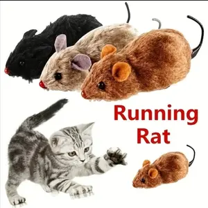 Wind-Up Plush Mouse Toy for Cats – Lifelike Running Rat for Interactive Play