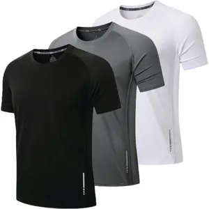 3/6 Pack Men's Solid Color Workout Shirts Quick Drying Moisture Wicking Short Sleeve Mesh Athletic Lightweight T-Shirts Casual CrewNeck Workout Shirts