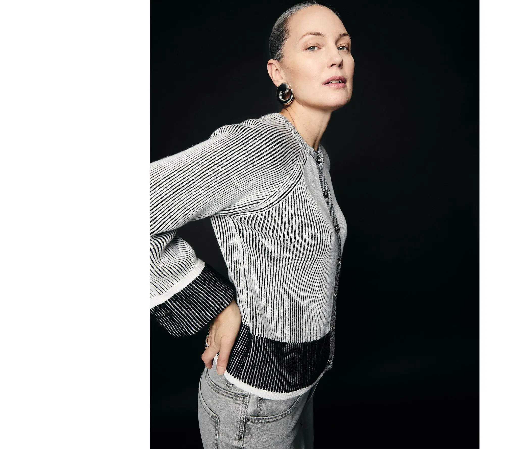 RM Studio x Rebecca Minkoff Contrast Stitch Raglan Sleeve Cardigan