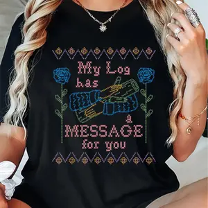 100% Cotton Fashion Tshirt Twin Peaks Log Has A Message For You Needlepoint Graphic Tee T-Shirt