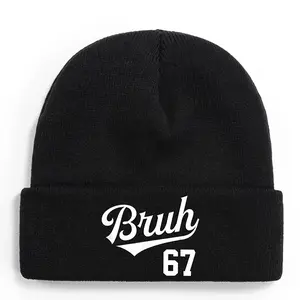 S&T Brother 67 Pattern Knitted Hat - Stretchy Winter Warm Knitted Hat with 67 Numbers and Letters, Unisex for Teenagers, Cold Weather Accessory, Christmas Gift, Street Fashion, Hand Washable