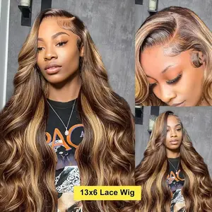 Highlight P4/27 Honey Blonde Body Wave Lace Front Wig 13x6 Brown Colored Human Hair Wigs With Baby Hair for Women 99J 200% Density