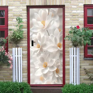 2pcs Elegant Magnolia Flower Decorative Wall Stickers with HD Printing Technology, Vivid and Three Dimensional Patterns, Easy to Apply on Bedroom Living Room Entrance and Various Walls, No Profession