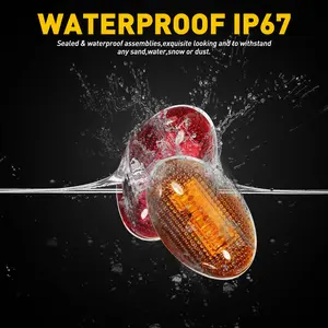 LED Side Marker Light Fit For 1999- 2010 Ford F350 F450 F550 Super Duty Truck 4PCS Dually Bed Fender Side Marker Lights Amber/Red summervibes Parts Vehicle Replacement