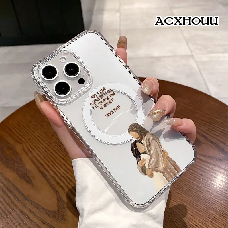 Magnetic Compatible Case for iPhone 17 16 E Pro Max 15 Plus 14 13 12 11 XS XR, Psalm 9418 Jesus Embrace Art Aesthetic Print | Shockproof, Silicone, Lightweight, Scratch Resistant, and Trendy Protection