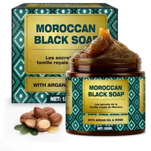 Moroccan Black Soap 120ml Natural Exfoliating Body Soap with Organic Argan Oil for Hydration Moisturizing Deep Cleansing Dead Skin Removal from Face Body Smooth Radiant Daily Exfoliate