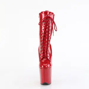 8 Inch Heel FLAMINGO-1040GP Ruby Red Glitter High Heels Boot