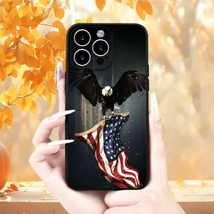 Fashion Creative Eagle Flag Pattern Mobile Phone Case High-Quality Lens Protection Black Mobile Phone Case Suitable for a variety of iPhone models, from Iphone 17 series to Iphone 11 series, and Iphone x series