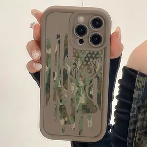 [1pc Brown Camouflage Deer Pattern iPhone Case] Brown Camouflage Deer Pattern TPU Shockproof Full Coverage Protective Case Suitable for iPhone 17 E Air Pro ProMax iPhone16 15 14 Plus 13 12 Mini 11 X XS XR