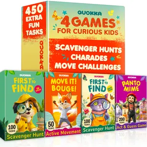 QUOKKA Scavenger Hunt Kids Card Game Set — 4 Games in 1 Box, 450 Creative Tasks - Indoor and Outdoor Games
