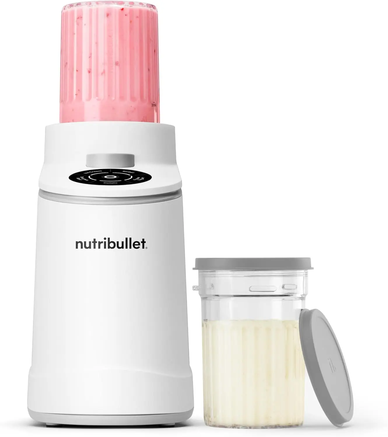 nutribullet Chill Ice Cream Maker, for Gelato, Sorbet, Frozen Yogurt, Smoothie Bowls, Compact Size, (2) Dishwasher Safe 16 oz. Pint Cups with Lids, White, NBD50100AW