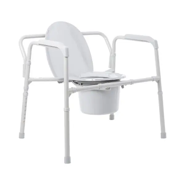 McKesson Heavy-Duty Folding Bariatric Commode with 12 QT Bucket Tool-Free Assembly Durable Plastic Seat & Armrests Weight Capacity 650 lbs Easy Setup Comfortable Sitting Experience