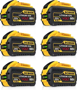 9000mAh 20V/60V MAX Replacement for DeWalt DCB609 DCB612 DCB606 Battery Compatible with DeWalt 20V/60V Batteries and Power Tools 6 Pack
