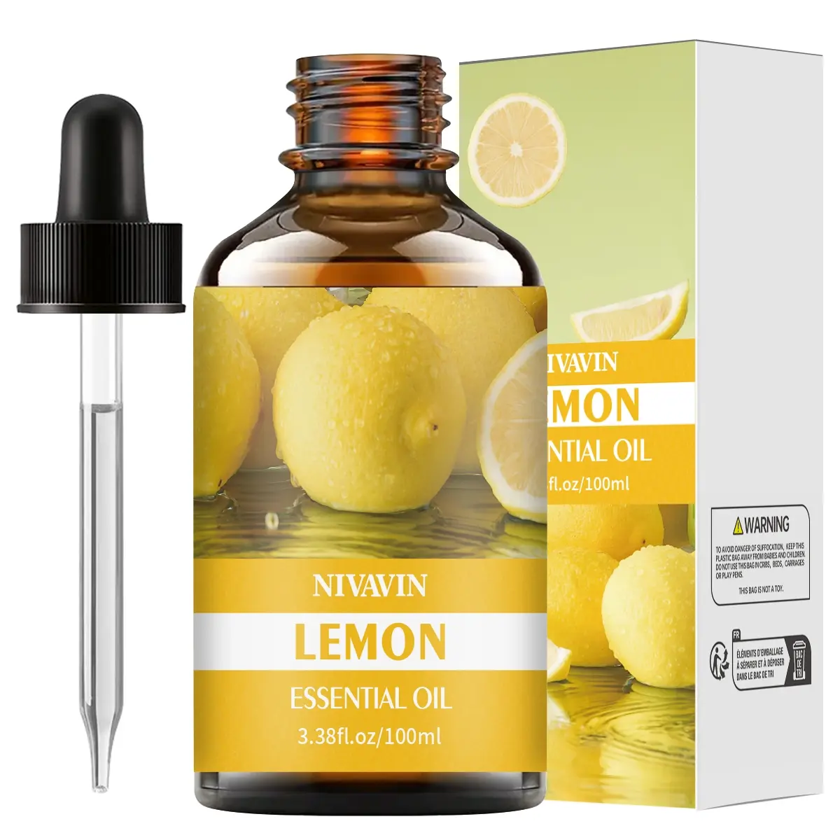 Nivanin Lemon Essential Oil Set, 30ML/60ML/100ML Liquid Fragrance Citrus Aromatic Scent, Aromatherapy Natural, Perfect Gift for Skin & Hair Care, Home Office Use
