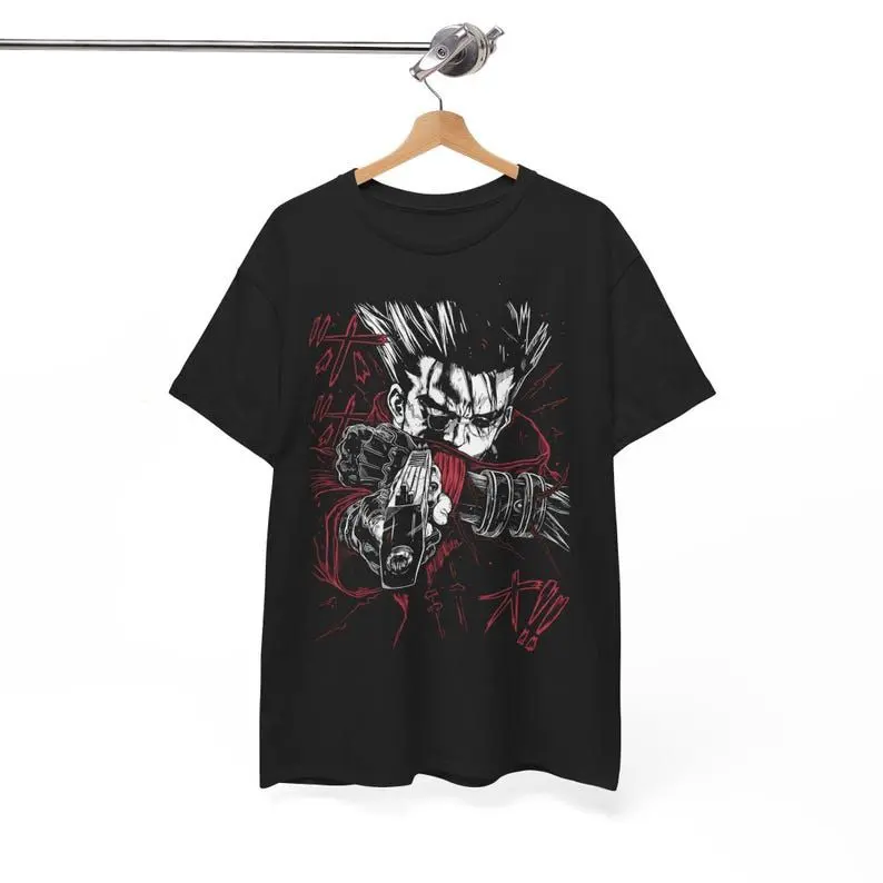 Trigun T-shirt Vash The Stampede Moon Funny COMEDY Anime Manga Gift Black Shirt