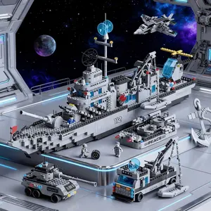 1880-Piece Missile Destroyer Building Block Set - DIY New Year's gift for children and adults, an educational building block toy, decorative item, creative puzzle toy, Assembly Building Blocks, Building Blocks Model, Christmas, New Year's gifts
