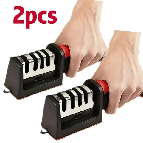 Buy 1 Get 1 Free 4-Stage Multifunctional Ceramic Knife Sharpening Stone Set - BOGO Household Item, Durable Ergonomic Hang-and-Sharpen Design, Quick Edge Revival, Essential for Kitchen Prep, Mother’s Day Gift (Set of 2)