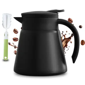 Stainless Steel Thermal Coffee Carafe, 20oz Double Wall Vacuum Insulated Mug for Hot Drinks, Includes Cleaning Brush, Ideal for Home & Office Use, Coffee Bar Accessories
