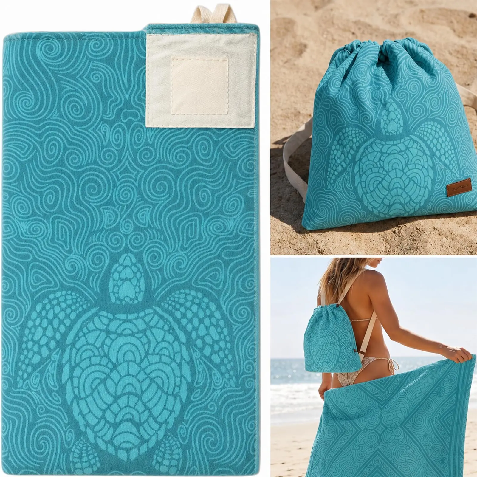 2026 New 2 in 1 Convertible Towel Bag Backpack - Oversized Sand Free Microfiber Beach Towel Backpack with Inner Zip Pocket - Lightweight Quick Dry Travel Beach Blanket Bag