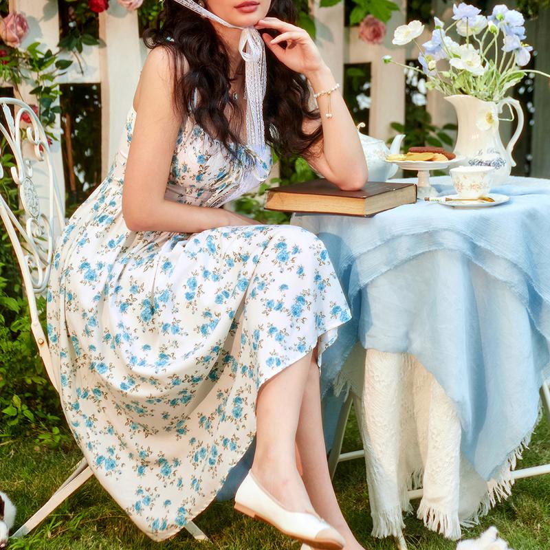 Grace Karin Women's Floral Midi Dress Corset Sundresses 2025 Summer Spring Vacation Milkmaid Dresses