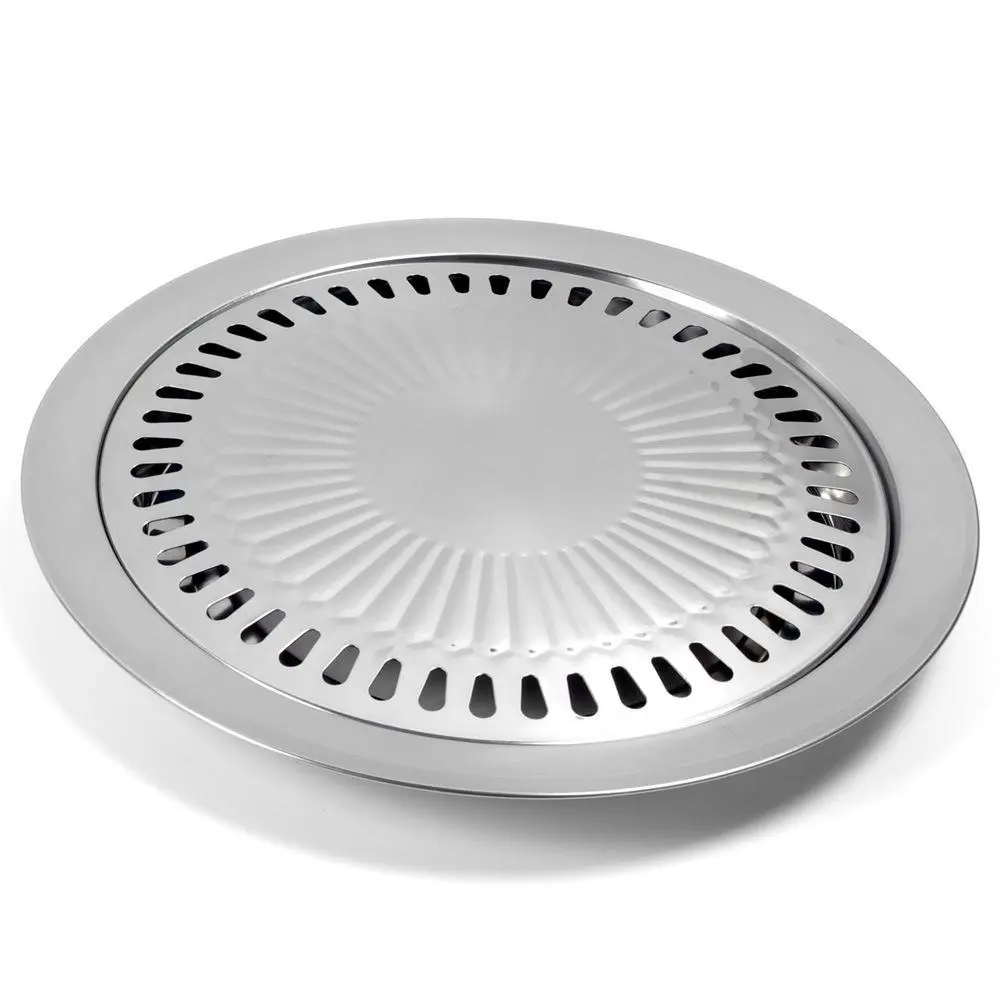 Stainless steel outdoor barbecue plate, barbecue board, Korean style stove non stick coating indoor and outdoor smoke-free barbecue cast aluminum barbecue plate BBQ