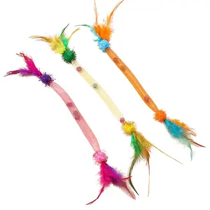 Cat Feather Toys With Bell 3Pack, Interactive Kitty Toys, Elastic Web Tube, Teaser Feather Bell, Colorful Teaser Springs, for Indoor Cats Kittens, Suitable for Biting & Hunting, Pet Products