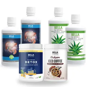 Bella All Natural Kit - 1 Mushroom Iced Coffee, 2 Aloe Vera Juice, 2 Liver Support Liquid, 1 Pineapple Powder