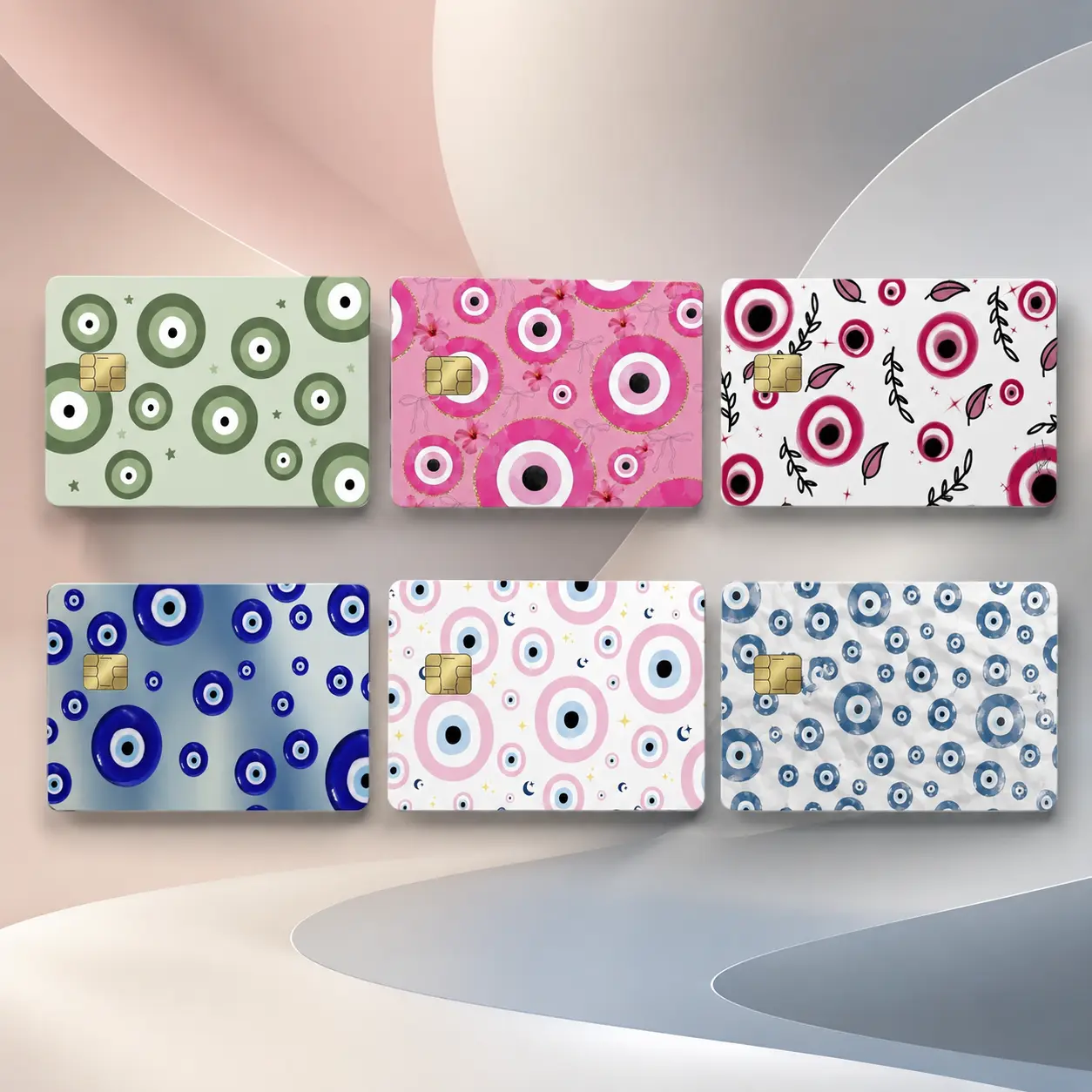 Colorful Pastel Evil Eye Credit Card Skin Cute Nazar Amulet Debit Card Cover Preppy Aesthetic Bank Card Decal Lucky Charm EBT Sticker Y2K Novelty Wrap